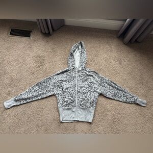 Athleta Gray Animal Print Zip-Up Hoodie